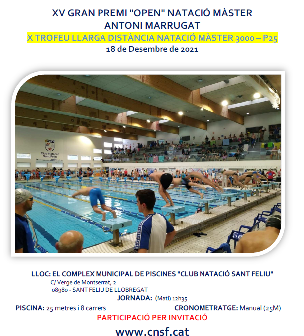 X Màster natació Llarga Distància P-25m – Sant Feliu de Llobregat (18-12-2021)
